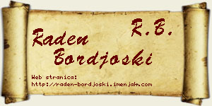 Raden Borđoški vizit kartica